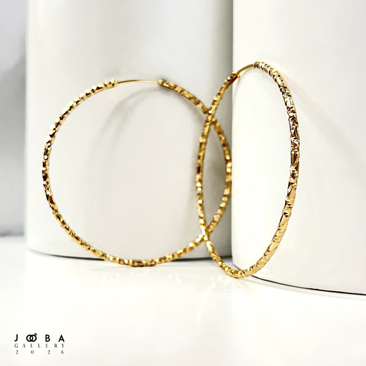 گوشواره حلقه ای طلایی تراشه بزرگ ژوپینگ کد 317100304