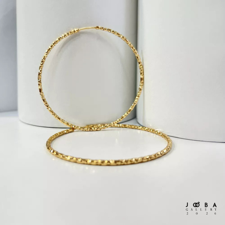 گوشواره حلقه ای طلایی تراشه بزرگ ژوپینگ کد 317110304