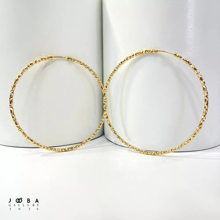 گوشواره حلقه ای طلایی تراشه بزرگ ژوپینگ کد 317110304