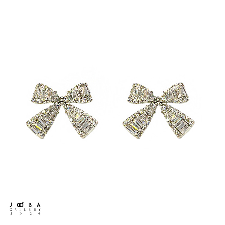 گوشواره سوارسکی پاپیون نقره ای ژوپینگ کد 318150457