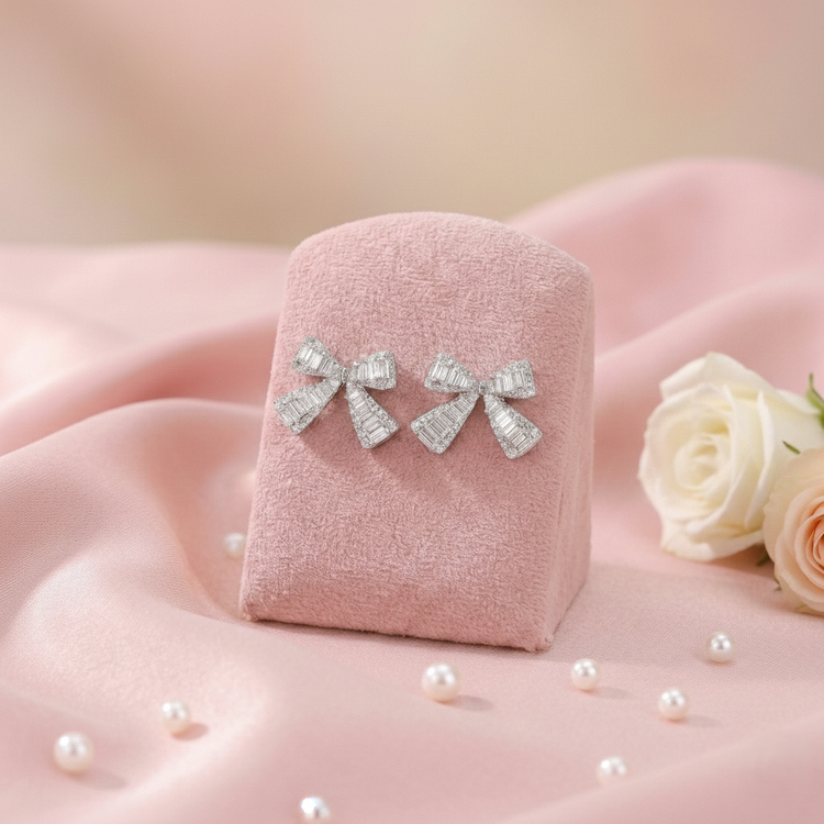 گوشواره سوارسکی پاپیون نقره ای ژوپینگ کد 318150457