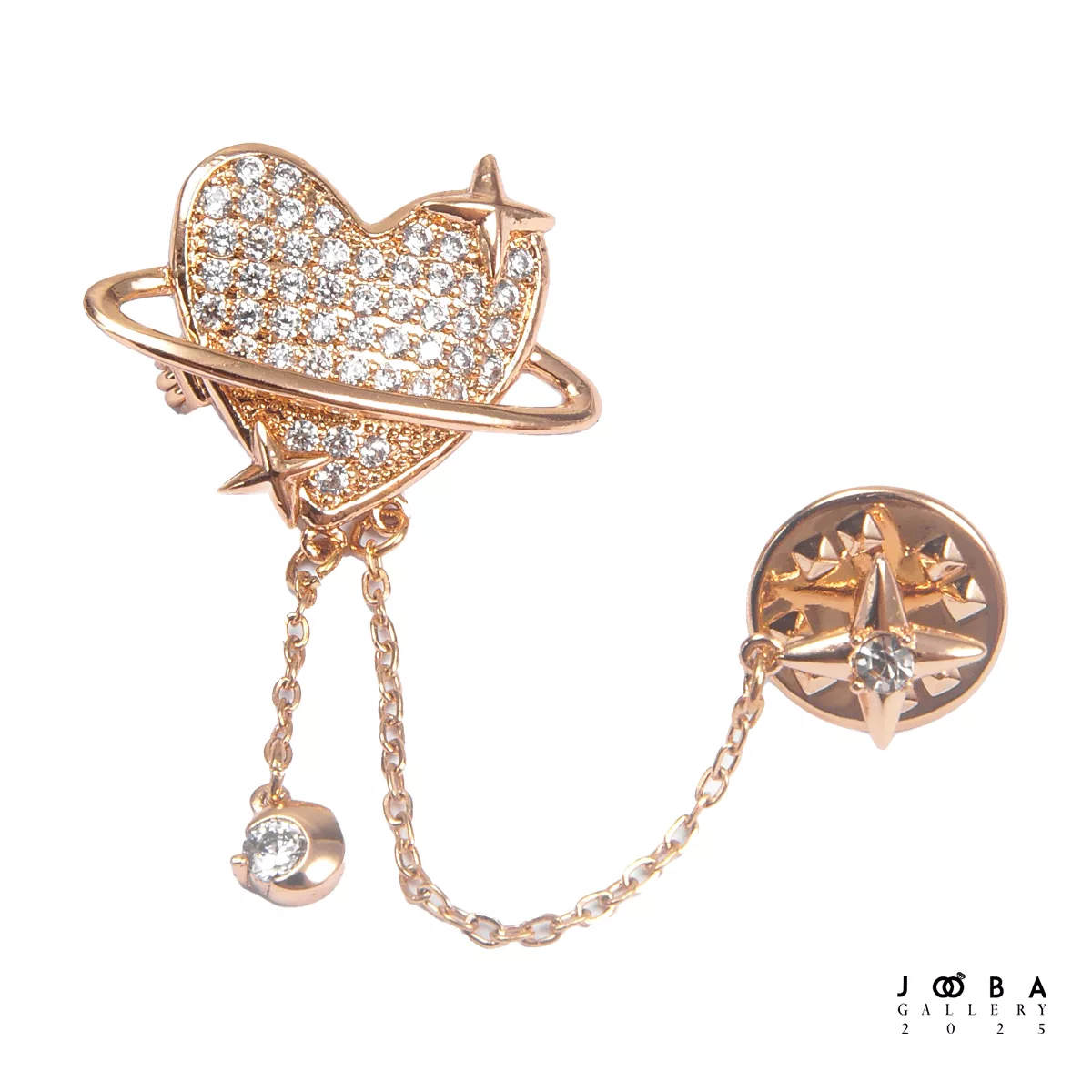 گل سینه قلب طلایی آویز ژوپپینگ کد 1091301936