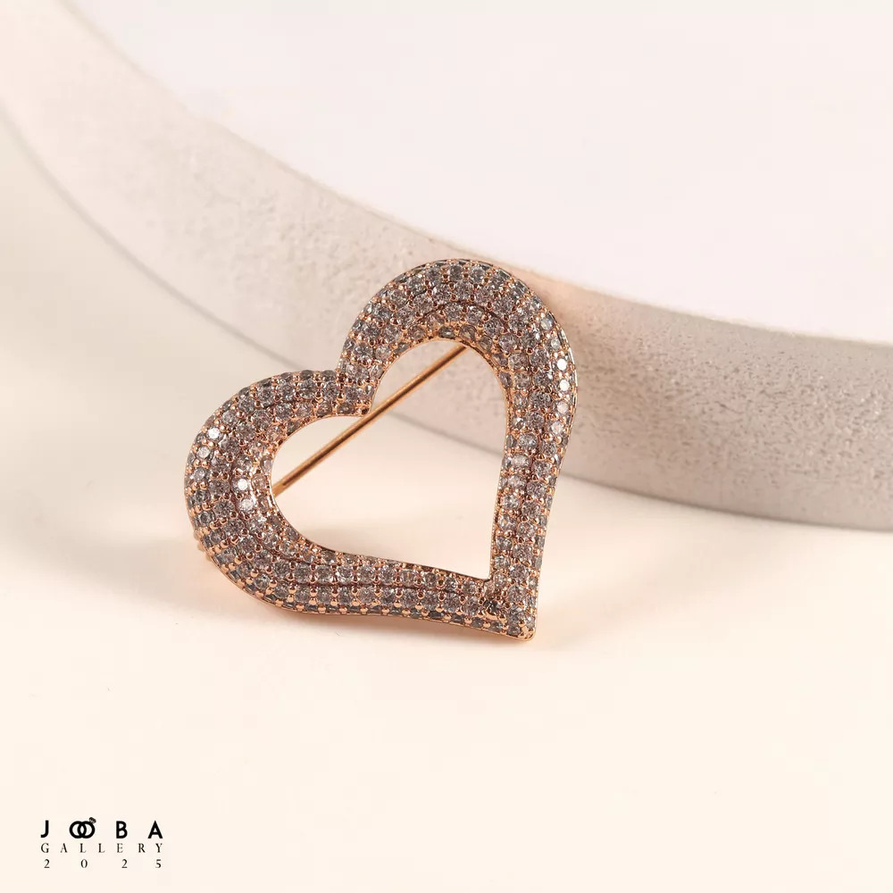 گل سینه قلب نگینی طلایی ژوپینگ کد 1091391972