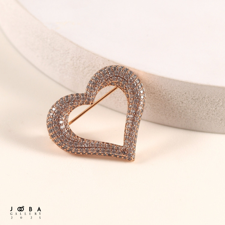 گل سینه قلبی طلایی و نقره ای برند ژوپینگ کد 1091391972