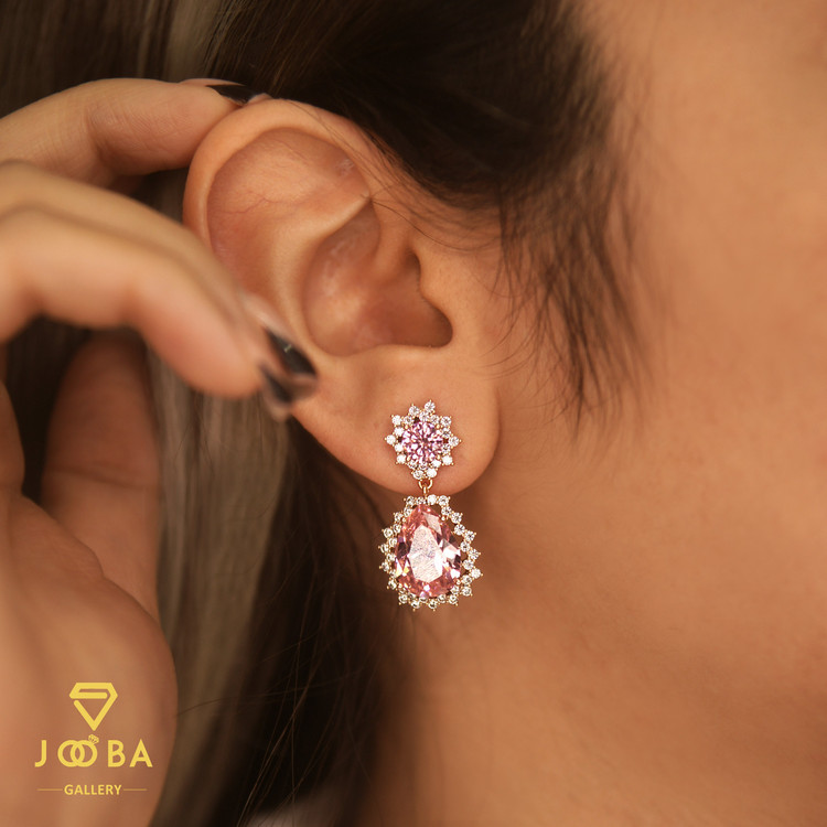 گوشواره سوارسکی تراش صورتی کد2091502880