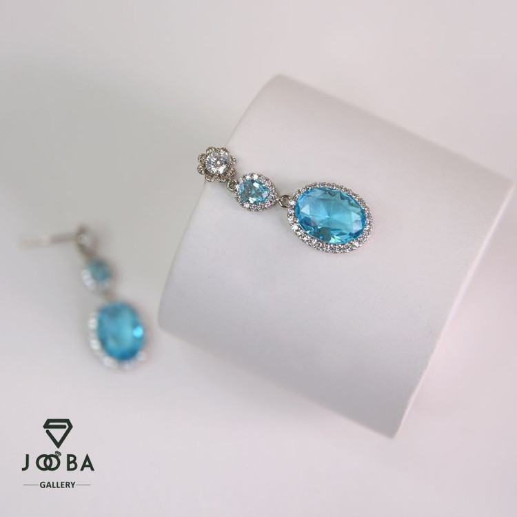 گوشواره سوارسکی نگین آبی ژوپینگ کد 1111963061