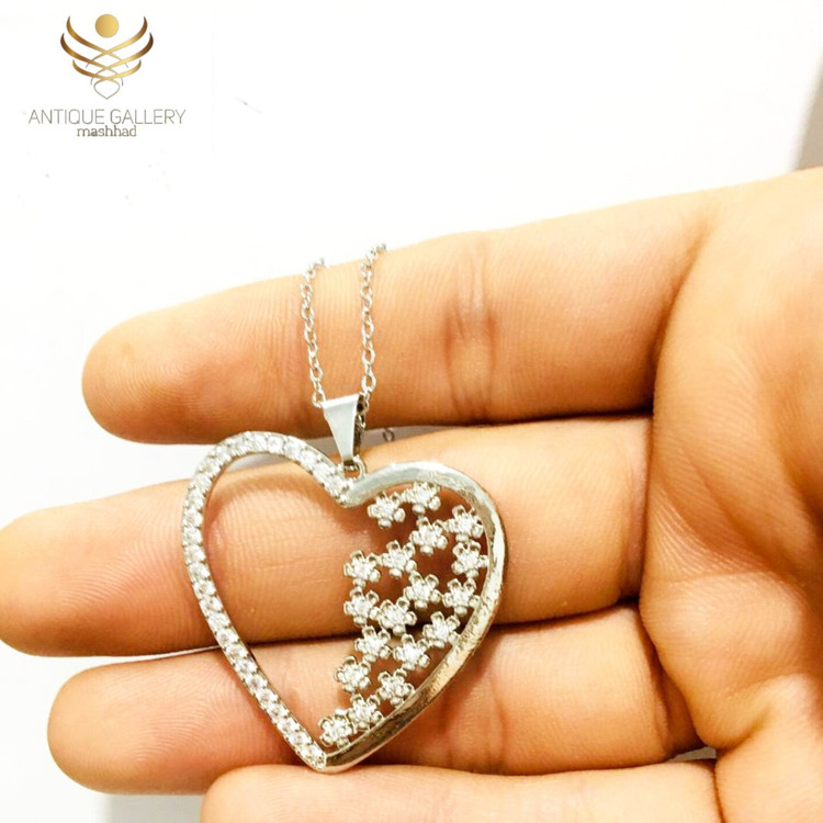 نیم ست جواهری مدل قلب. نیم ست زنانه نگین دار. نیم ست طرح نقره