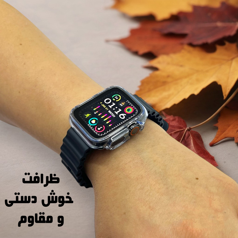 ساعت هوشمند میکروویر مدل Ulta3 Mini پشتیبانی از زبان فارسی کنترل موسیقی محافظ ضد ضربه بند سیلیکونی