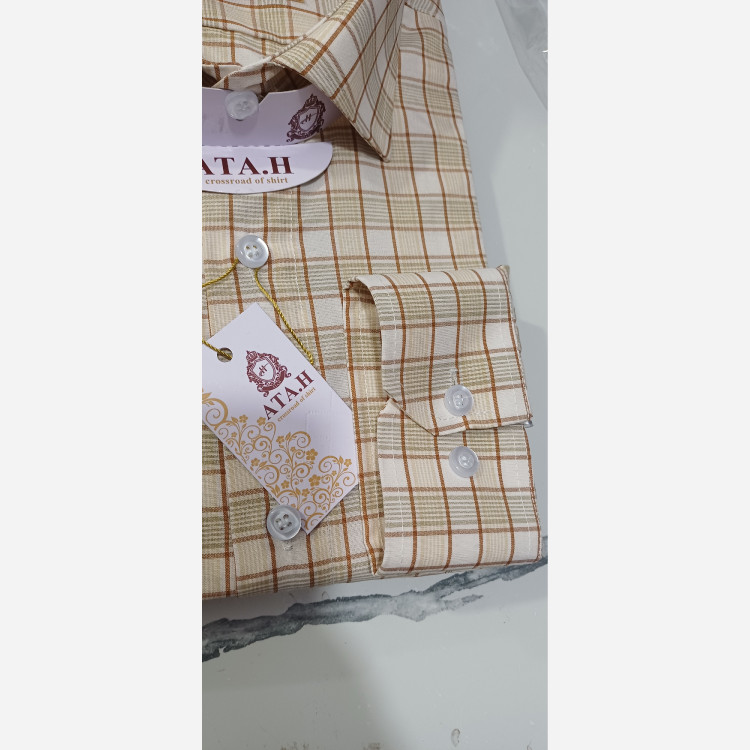 پیراهن مردانه چهارخونه عسلی خاص کد405