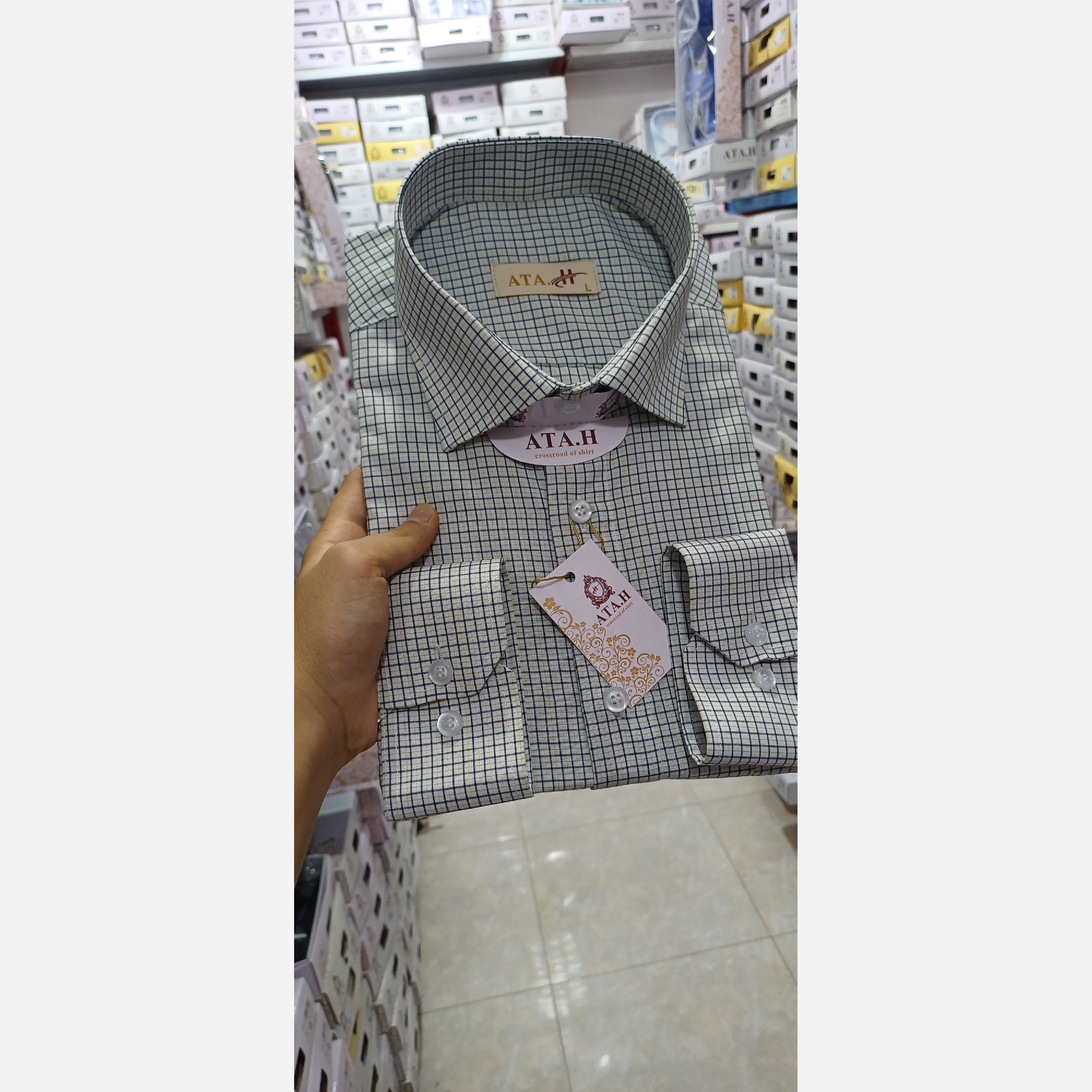 پیراهن مردانه چهارخونه خاص زمینه سفید کد405