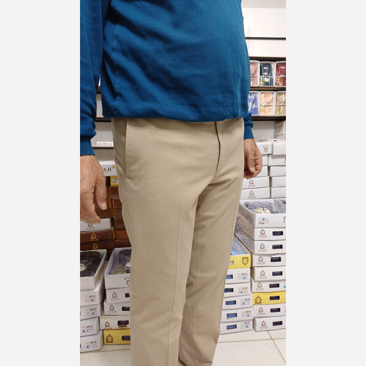 شلوار پارچه ای کرم نخی درجه یک