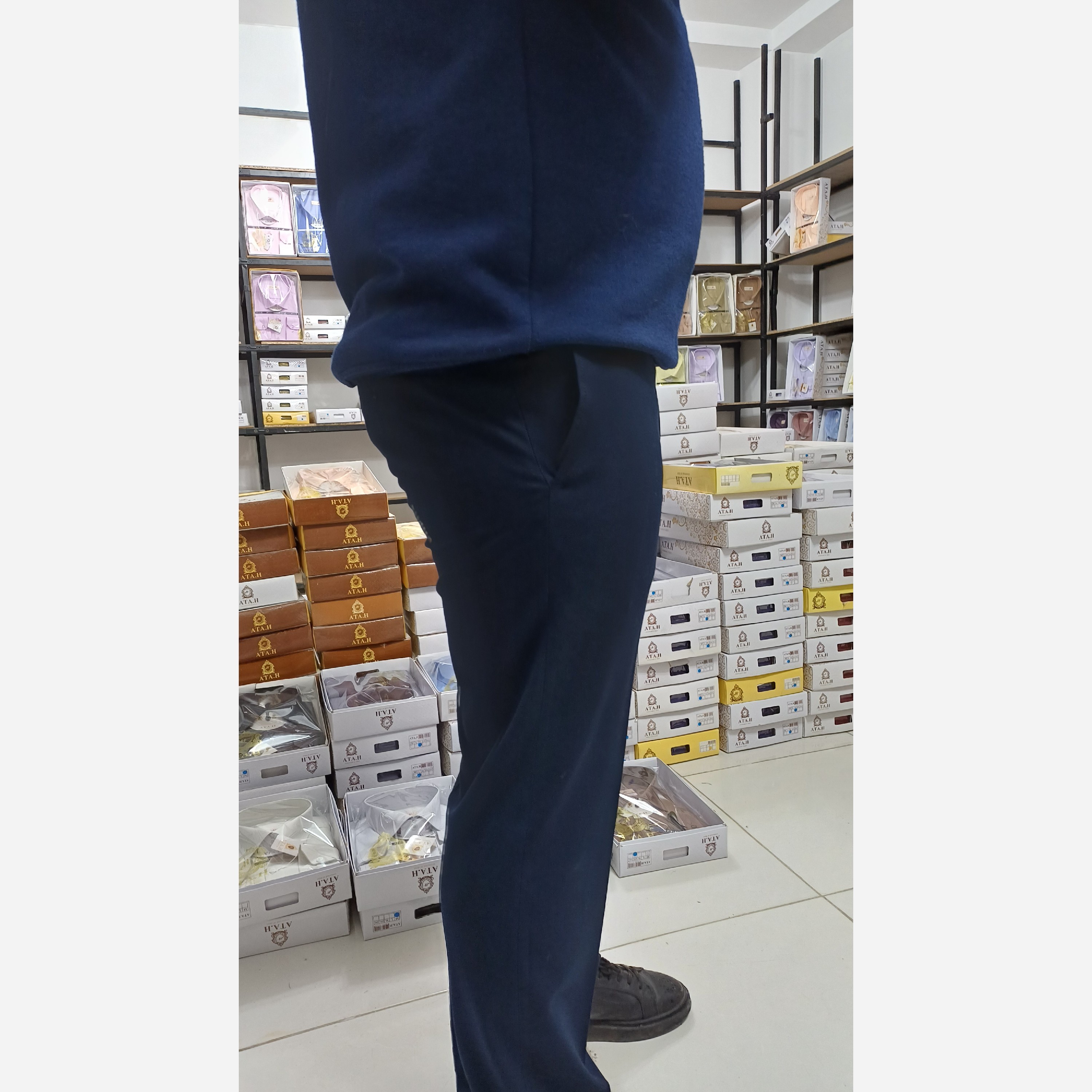 شلوار پارچه ای سرمه ای نخی درجه یک