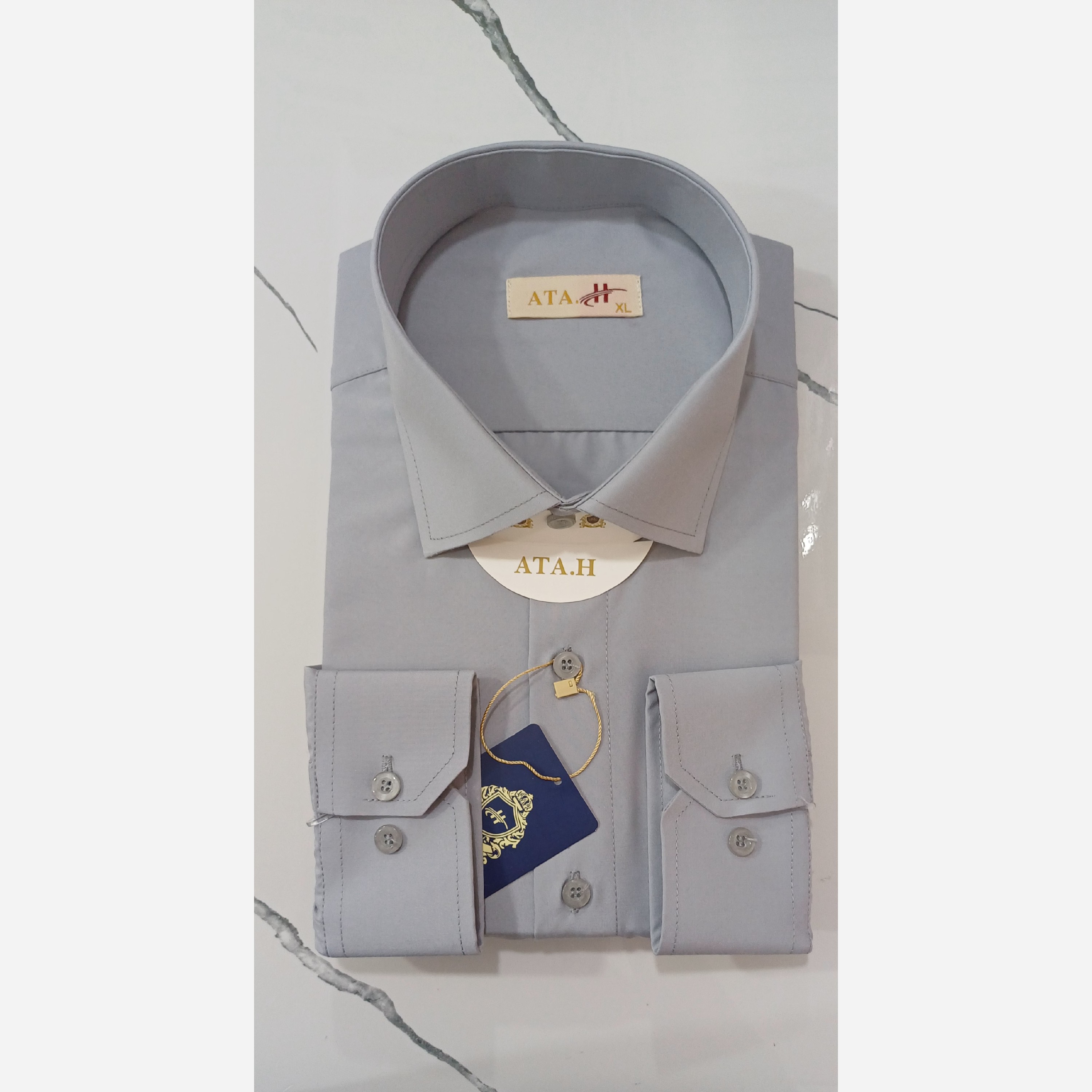 پیراهن مردانه طوسی روشن مجلسی و اداری
