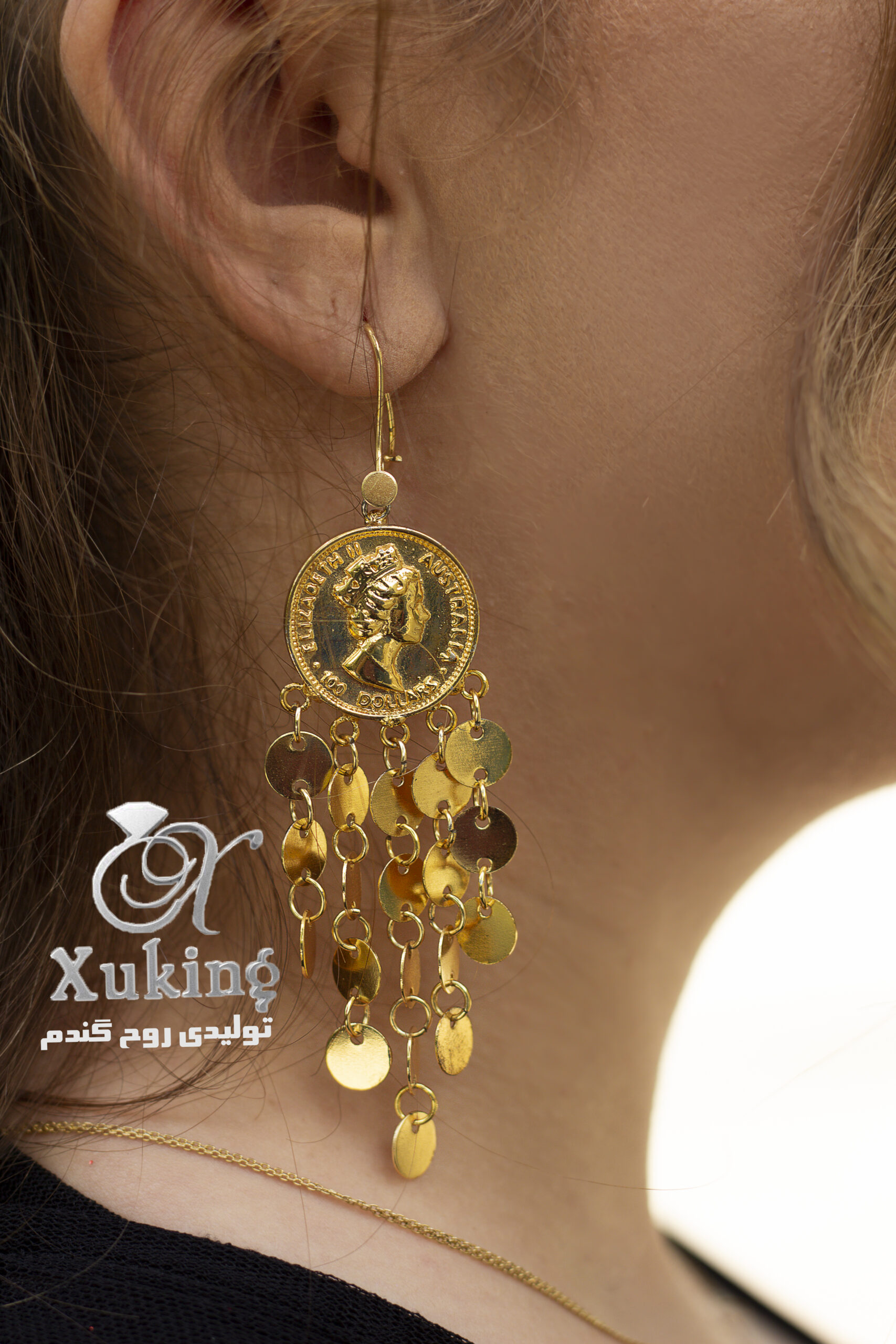 گوشواره الیزابت Gu125/عروسی/طرح طلا/لاکچری/دستساز
