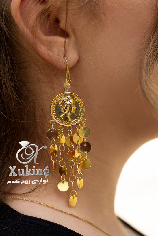 گوشواره الیزابت Gu125/عروسی/طرح طلا/لاکچری/دستساز