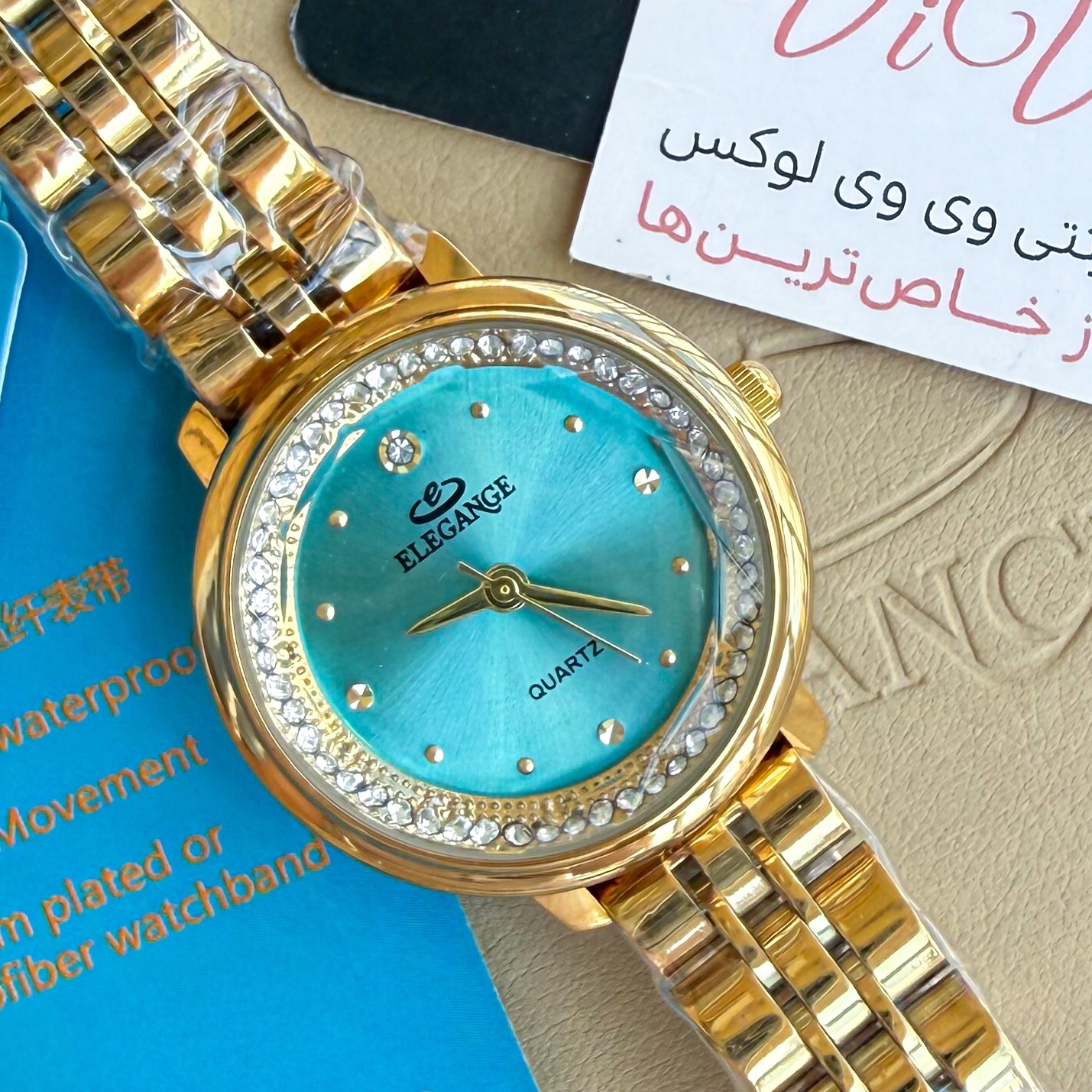 ساعت الگانس موتور ژاپن زنانه و دخترانه با و شیشه دور کریستالی