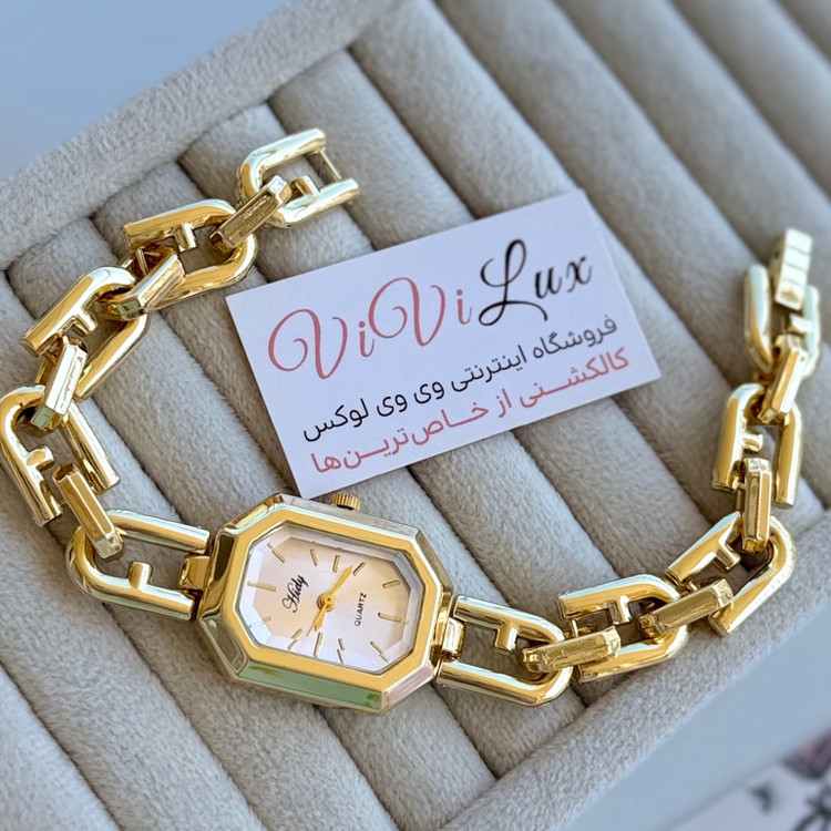 ساعت هرمس کپی طلای زنانه و دخترانه آبکاری رادیوم