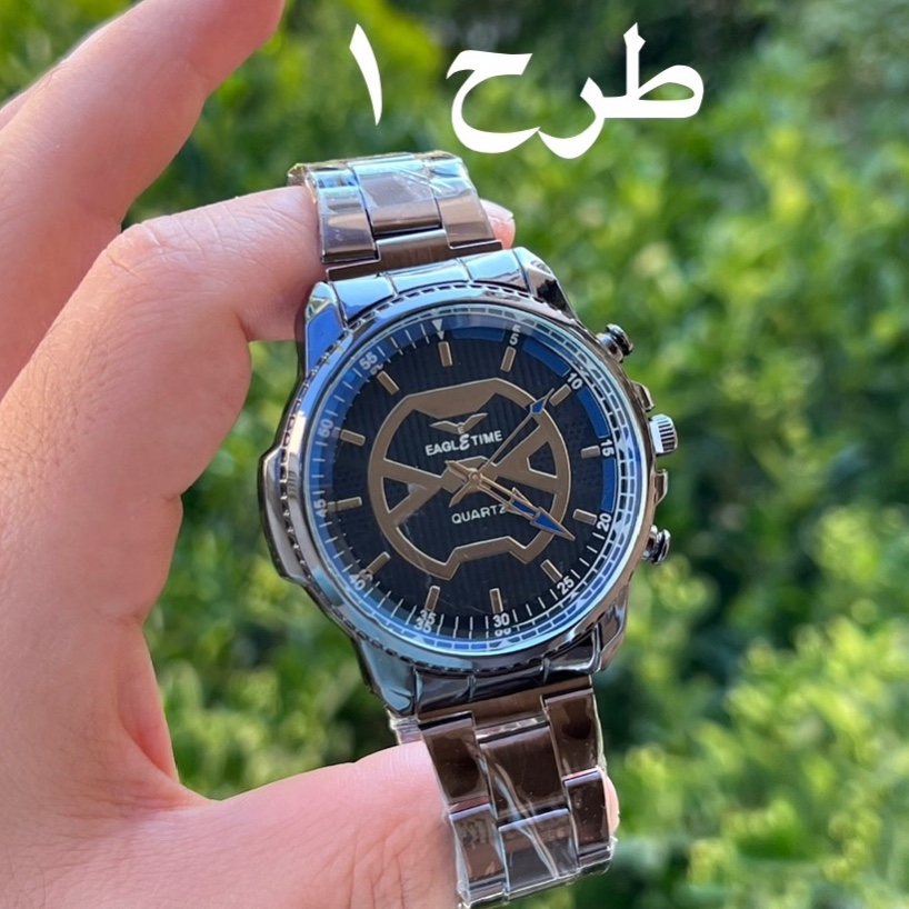 ساعت تمام مشکی مردانه و پسرانه بند فلزی شیک
