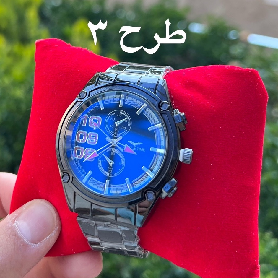 ساعت تمام مشکی مردانه و پسرانه بند فلزی شیک
