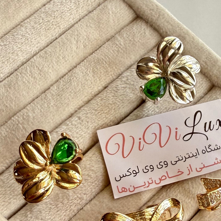 انگشتر زنانه پاپیون رنگ ثابت آبکاری طلا
