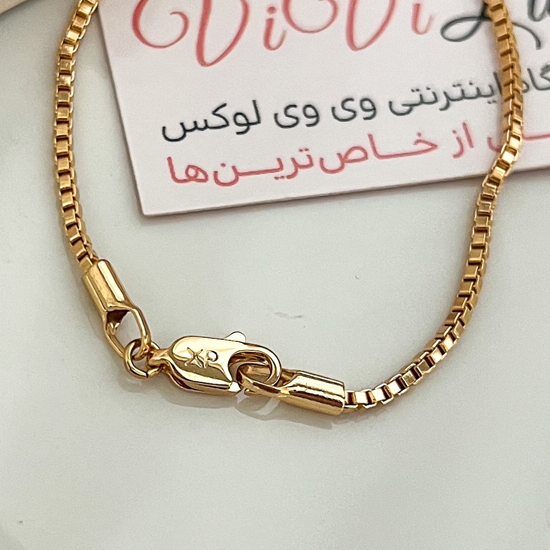 گردنبند زنانه ژوپینگ روکش طلای رنگ ثابت اورجینال ونیزی مناسب انواع پلاک