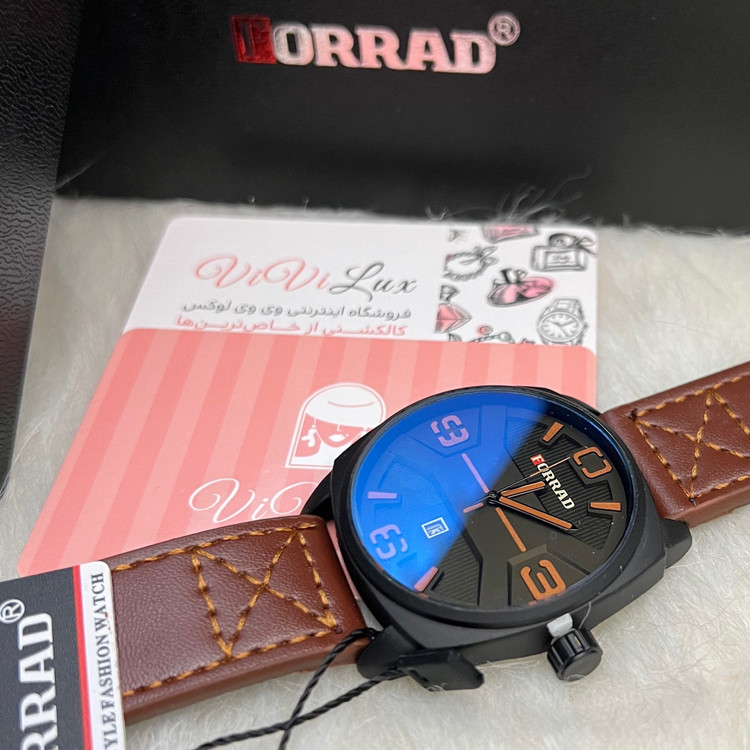 ساعت مردانه چرمی برند فوراد FORRAD با جعبه 12 ماهه موتور