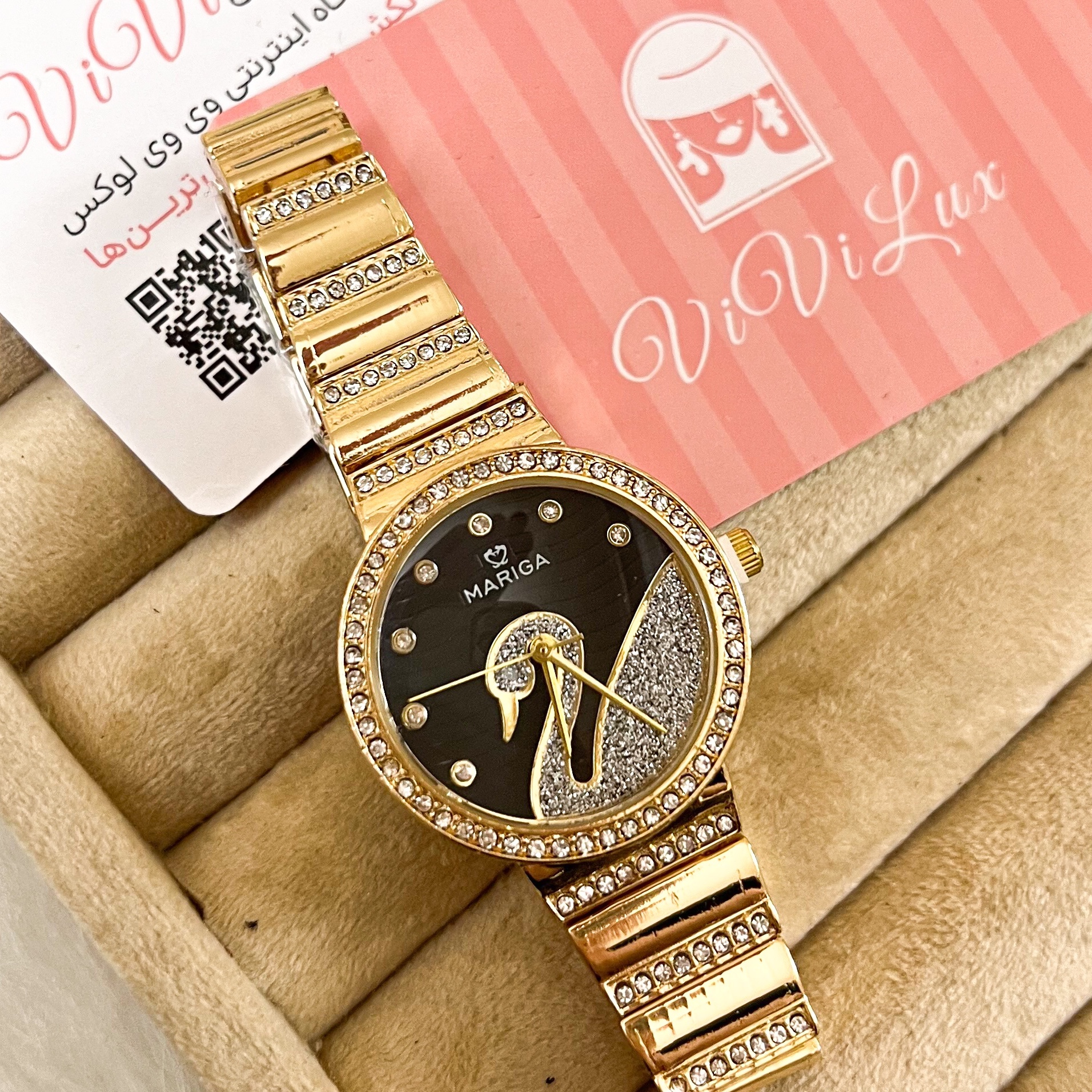 ساعت لوکس زنانه و دخترانه سواروسکی معروف برند MARIGA مدل سواروفسکی Swarovski