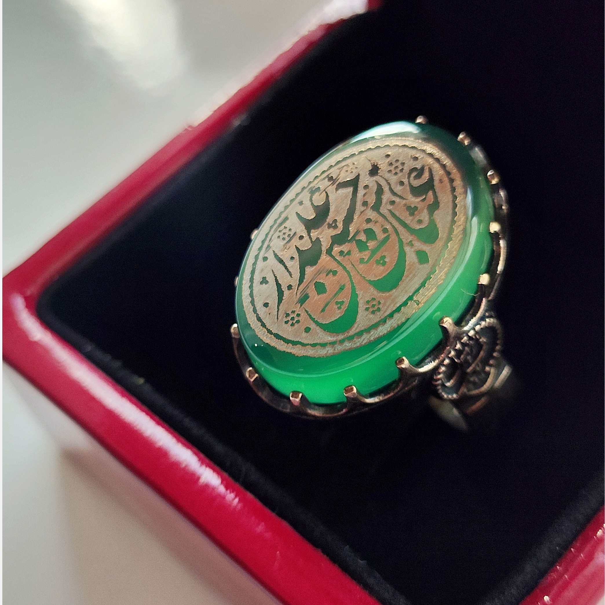 انگشتر عقیق اصل طرح عباس حسین علمدار کد 24