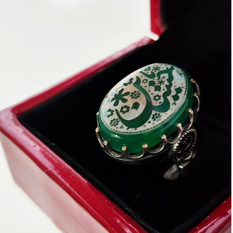انگشتر عقیق اصل طرح یا حسین کد 15