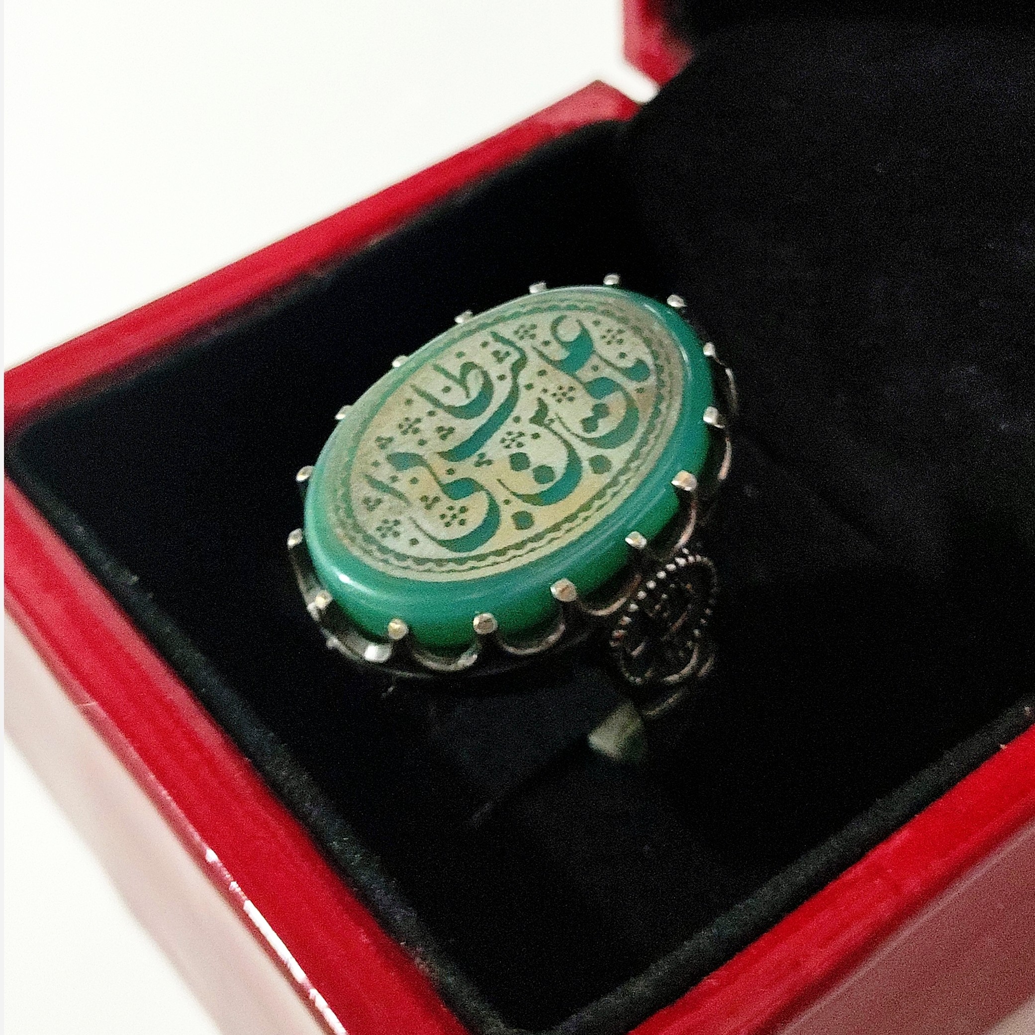انگشتر عقیق اصل طرح یا علی ابن ابی طالب کد 11