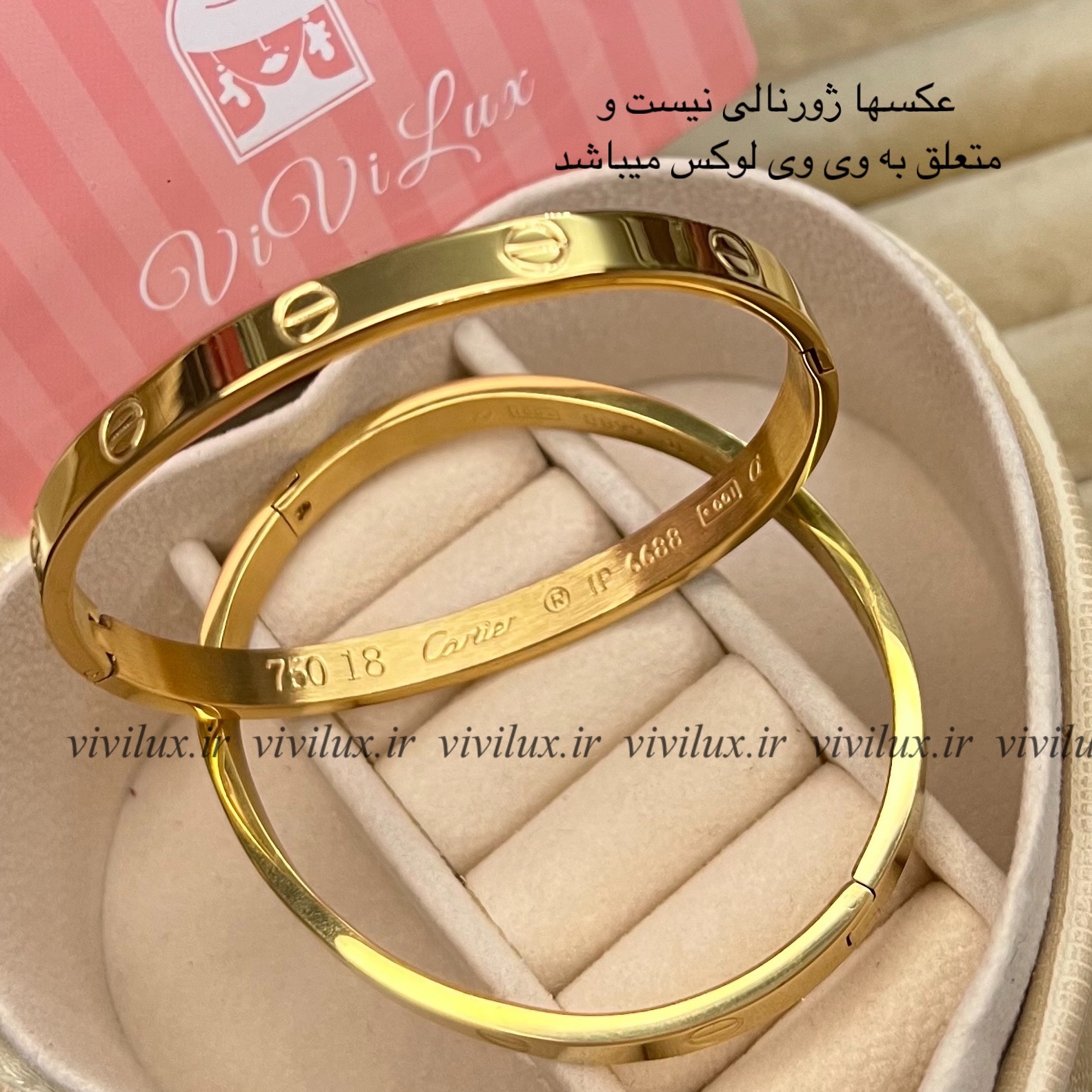 دستبند کارتیه کارتیر برابر با اصل طلای حک دار کیفیت بالا بنگل لاو کارتیه LOVE CARTIER