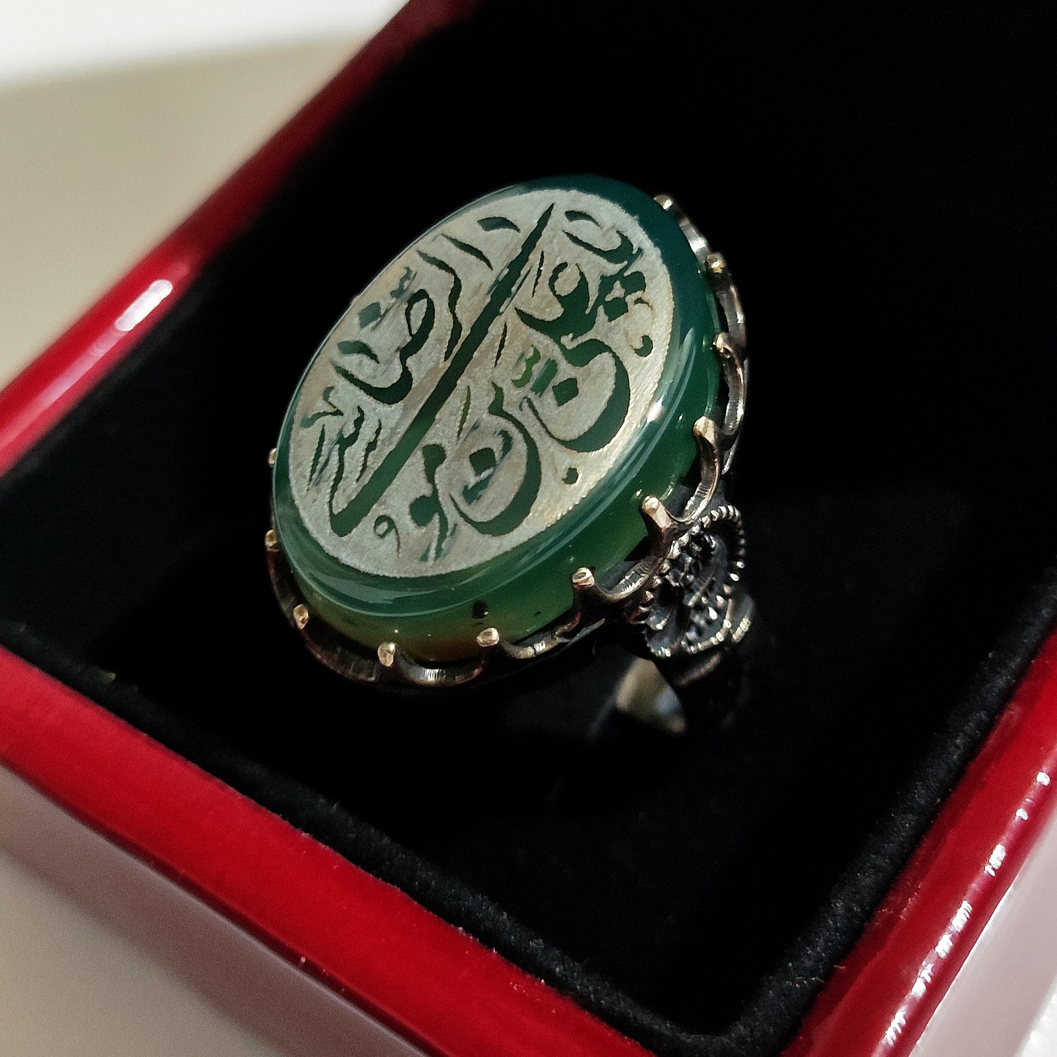 انگشتر عقیق اصل طرح یا علی ابن موس الرضا کد 1
