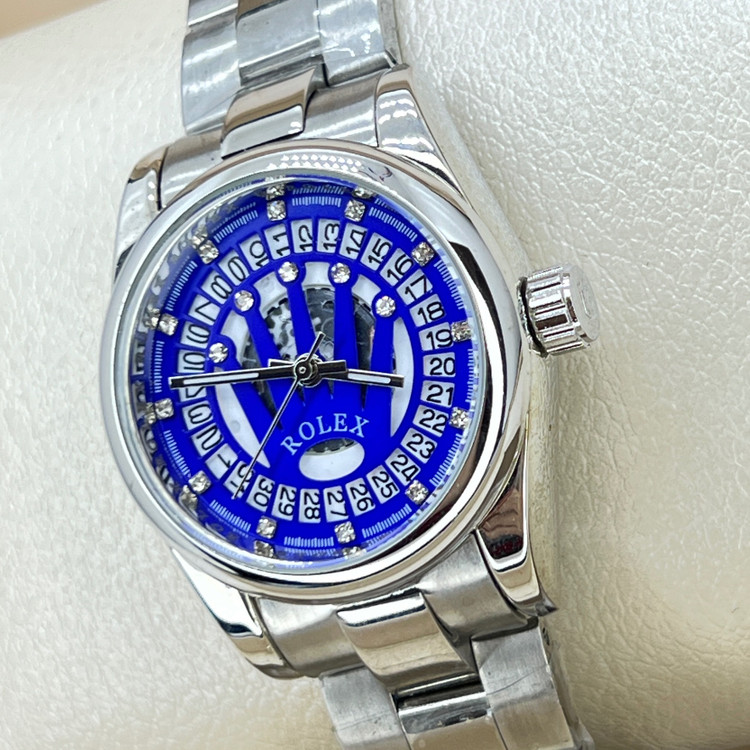 ساعت رولکس زنانه لوکس و کمیاب مدل قلب باز استیل توپر و رنگ ثابت Rolex صفحه آبی