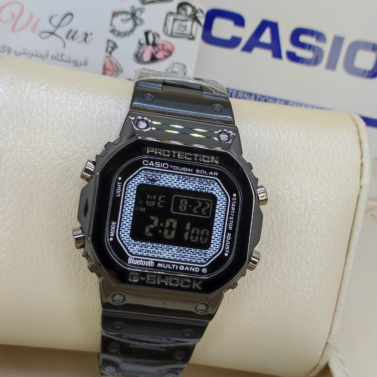 کاسیو جیشاک تمام فلزی CASIO G SHOCK 3459 دارای رنگبندی مشکی و طلایی و رزگلد مسی