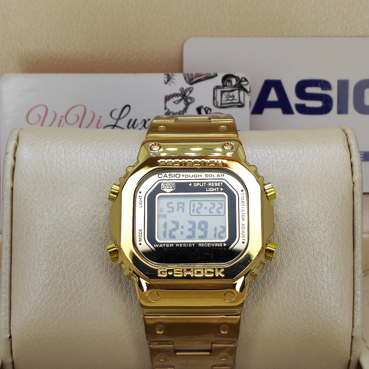 کاسیو جیشاک تمام فلزی CASIO G SHOCK 3459 دارای رنگبندی مشکی و طلایی و رزگلد مسی