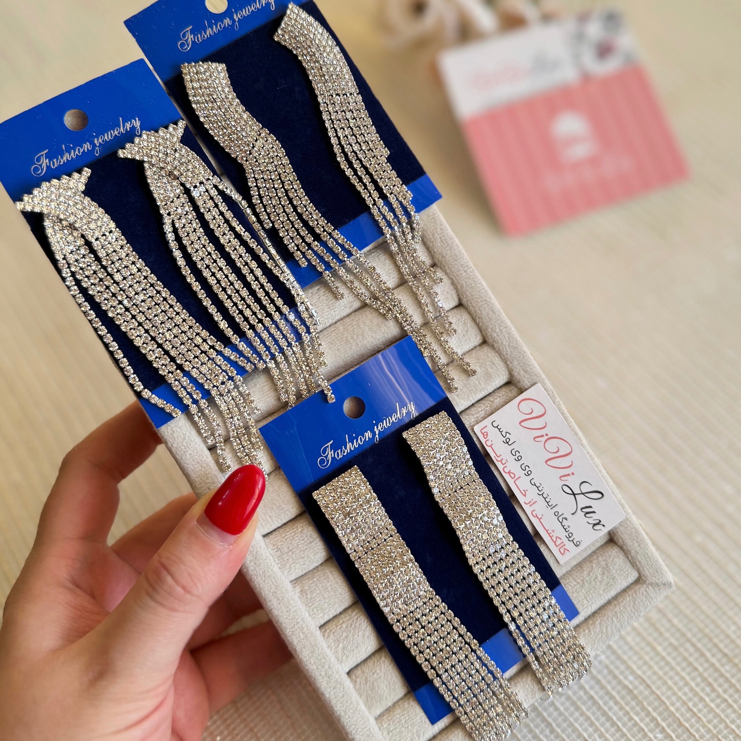گوشواره مجلسی جواهری وارداتی زارا درجه یک رنگ ثابت و ضد حساسیت