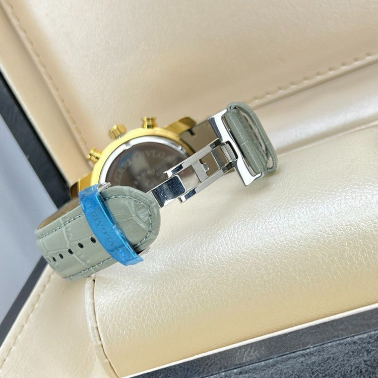 ساعت چهار موتوره بولگاری BVLGARI بند چرم کیفیت عالی AAA کد 01