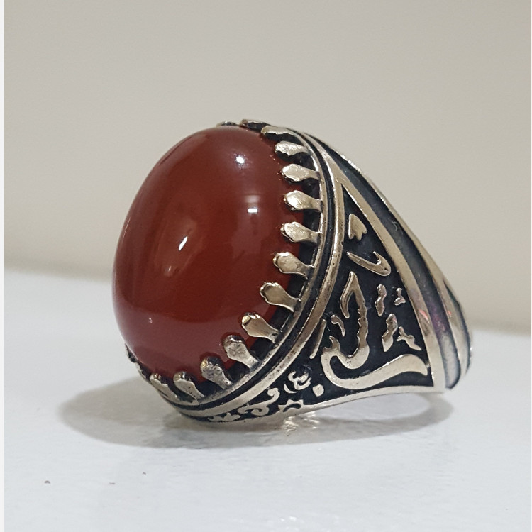 انگشتر عقیق اصل طرح یا حسین