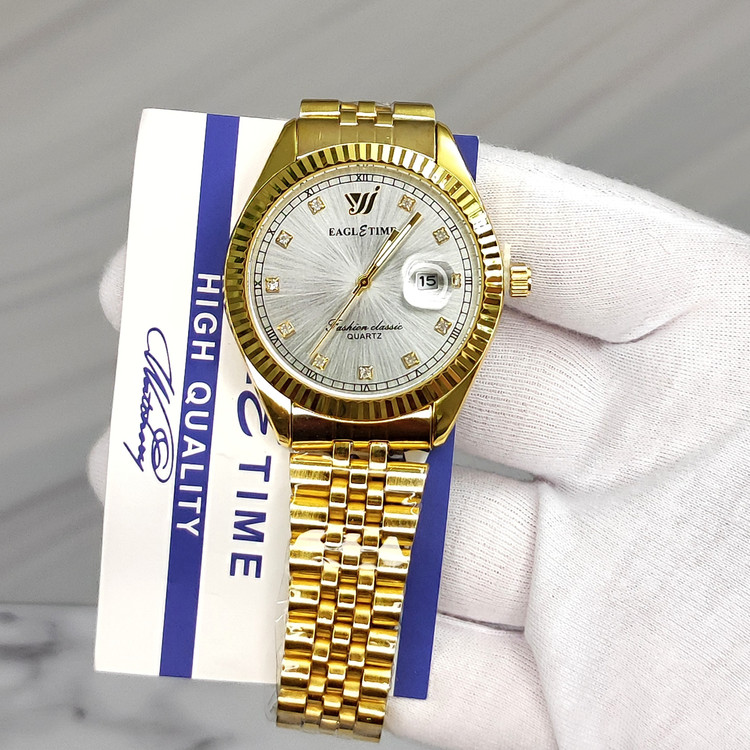 ساعت مردانه اورجینال کیفیت عالی برند EAGLE TIME طلایی با کارت اصالت برند