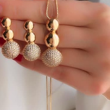نیم ست طرح طلا دریم (شرکت ژوپینگ) روکش طلا نگین میکرو کد 700