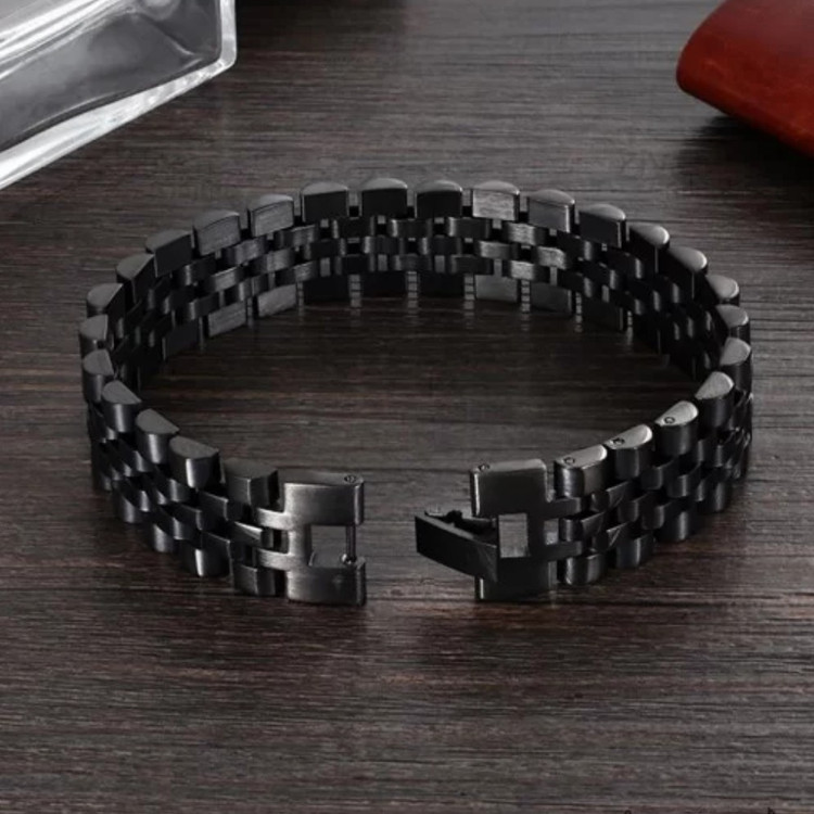 دستبند رولکس استیل 15 میل رنگ مشکی ....،
