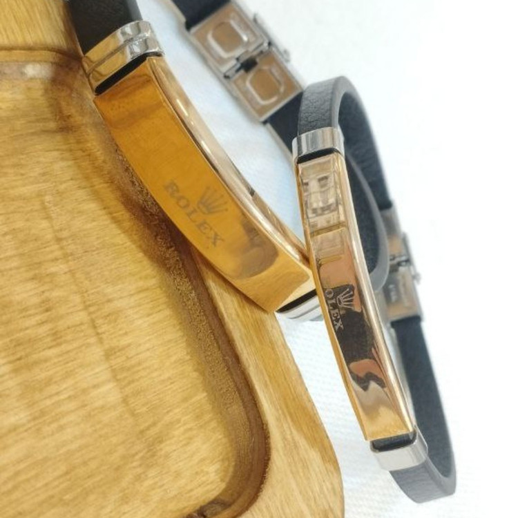 دستبند ست چرمی درجه یک برند رولکس ROLEX رزگلدمردانه وزنانه