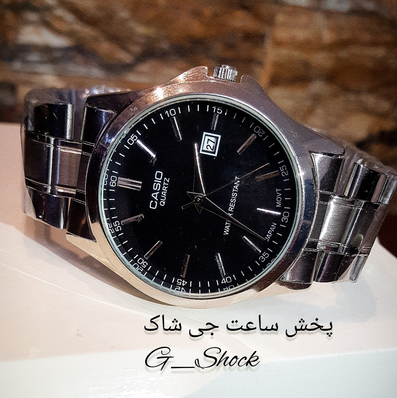 ساعت کاسیو بند استیل درجه یک تقویم دار.