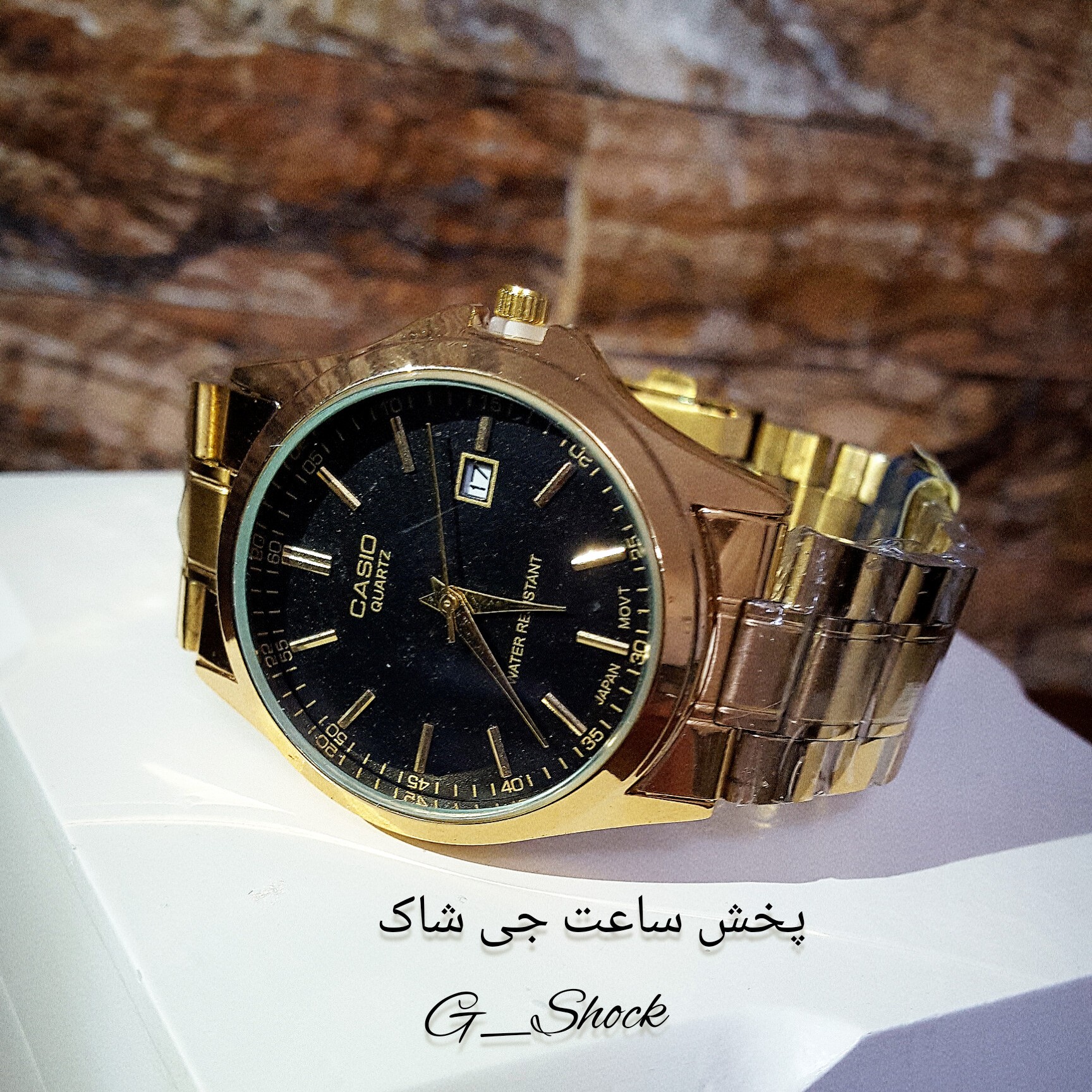 ساعت کاسیو طلایی بند استیل درجه یک تقویم دار