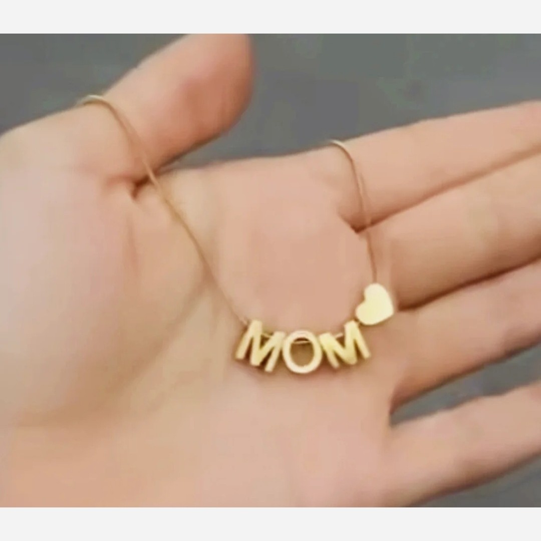 گردنبند برجسته mom  استیل رنگ ثابت طلایی