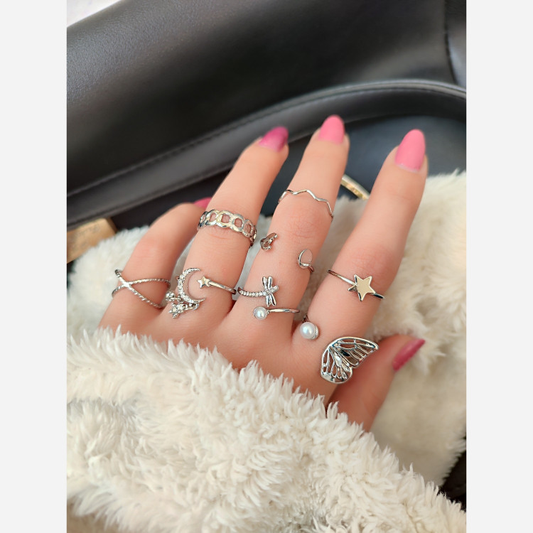 پک انگشتر سنجاقک و پروانه پرفروش در دورنگ طلایی و نقره ای
