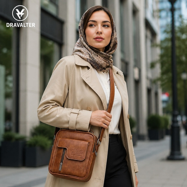 کیف دوشی چرم Dravalter مدل C.B.G کیف رودوشی اسپرت یونیسکس
