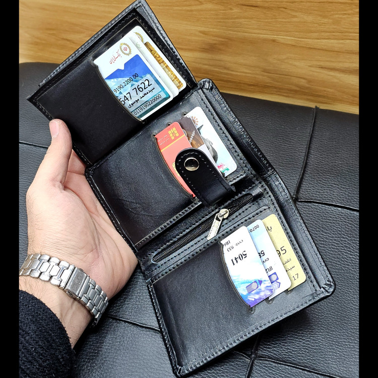 کیف پول جیبی چرم طبیعی کد 3074