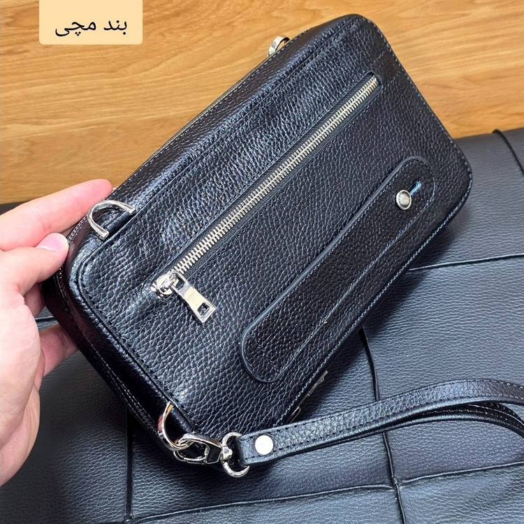 کیف پاسپورتی دستی دوشی چرم طبیعی ظفر کد 3272