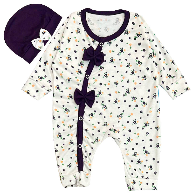 ست سرهمی آستین بلند راحتی و کلاه نوزادی مدل بهار کد 3